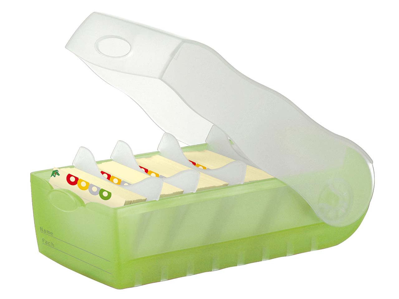 HAN Karteibox "CROCO" DIN A8 quer, mit 100 Karten, transluzent-grün