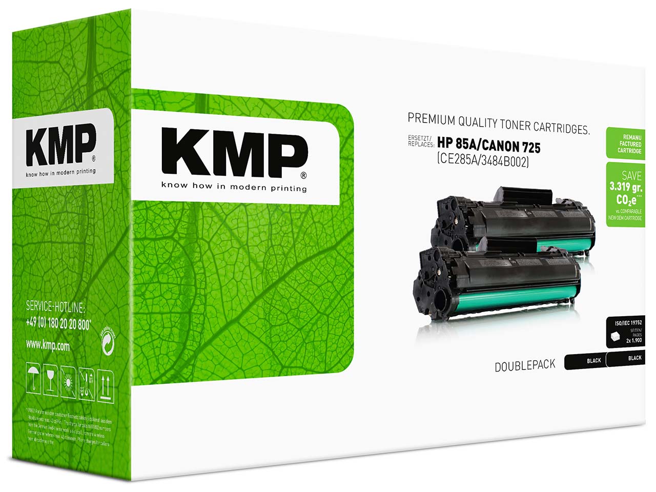KMP 2er Pack Druckkassette ersetzt hp CE285A, Nr. 85A schwarz