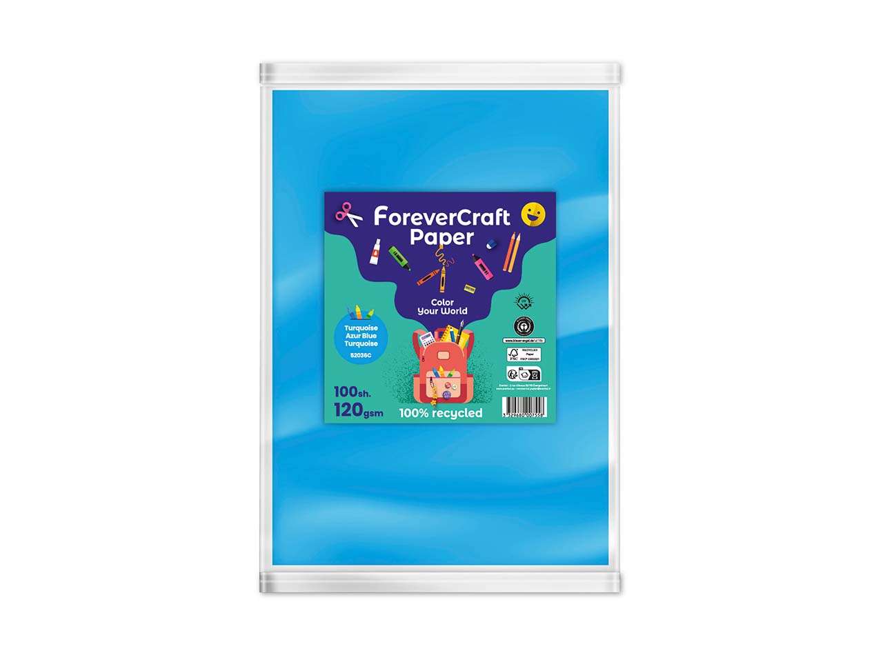 100 Blatt Tonpapier DIN A4 "forever craft paper" 120g/m² karibikblau
