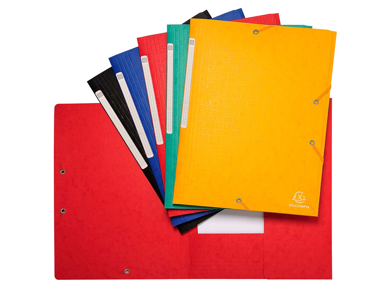 25 Exacompta Sammelmappen "Scotten", 600 g/m², DIN A4, Gummizug, 3 Klappen, sortiert