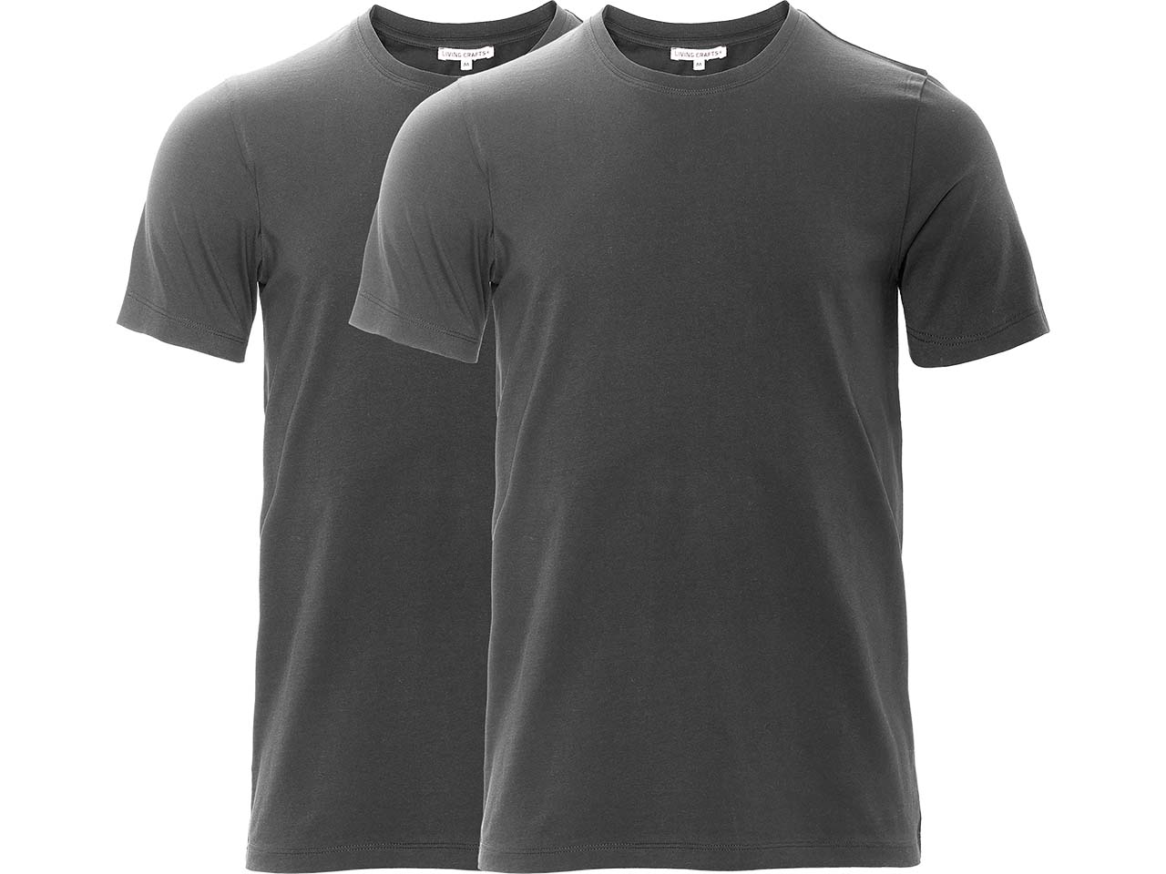 Living Crafts 2er-Pack Bio-Herren-T-Shirt "TAWIN" mit Rundhalsausschnitt, black, Gr. XL