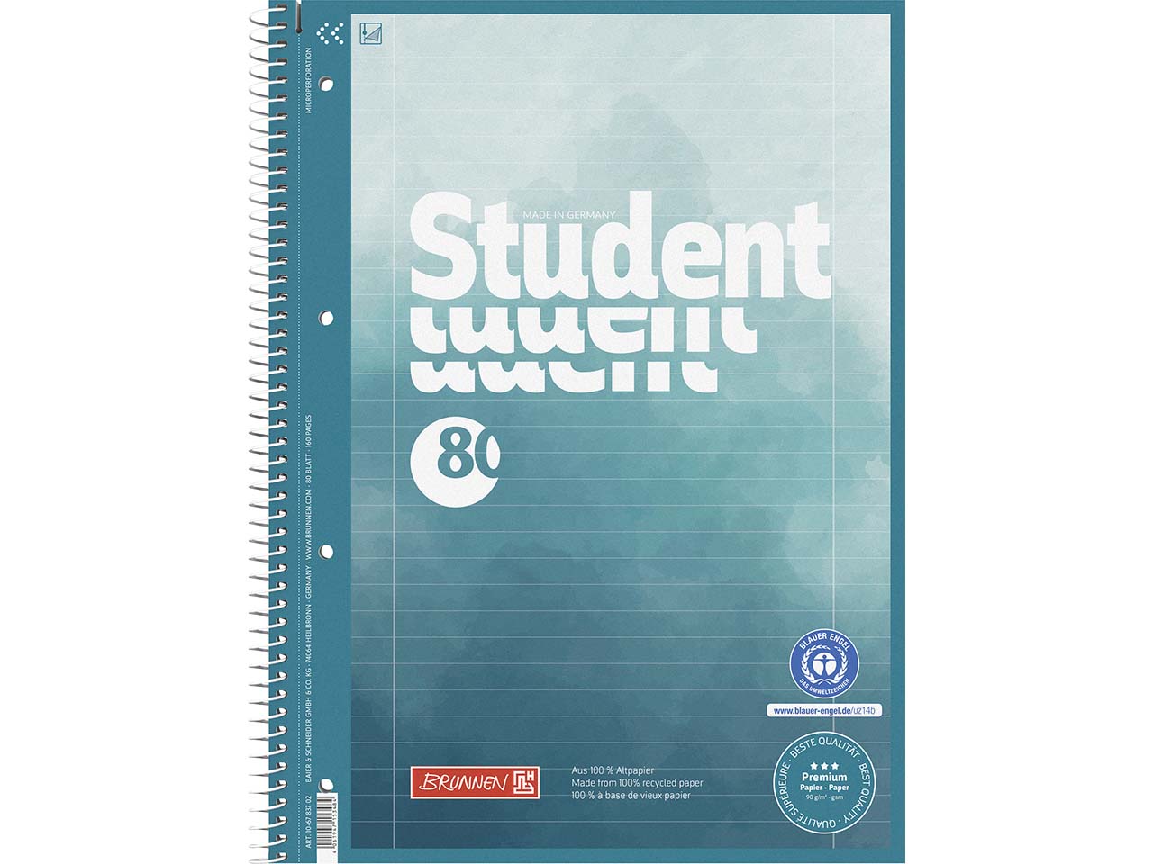BRUNNEN Collegeblock "Premium" DIN A4 Lineatur 27, 90g/m²