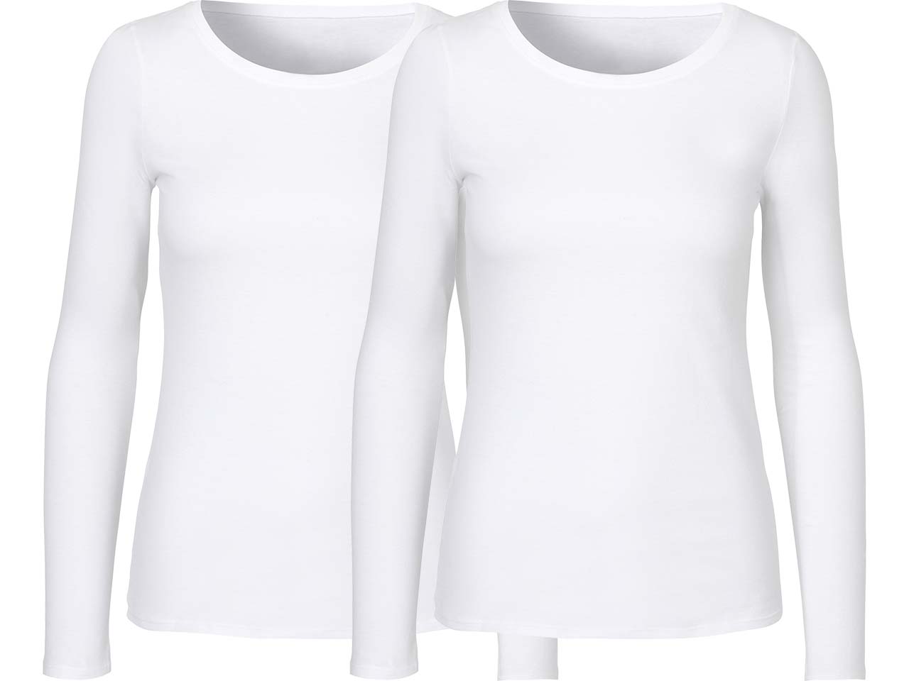 Neutral 2er-Pack Bio-Damen-Langarmshirt mit Rundhalsausschnitt, weiß, Gr. L