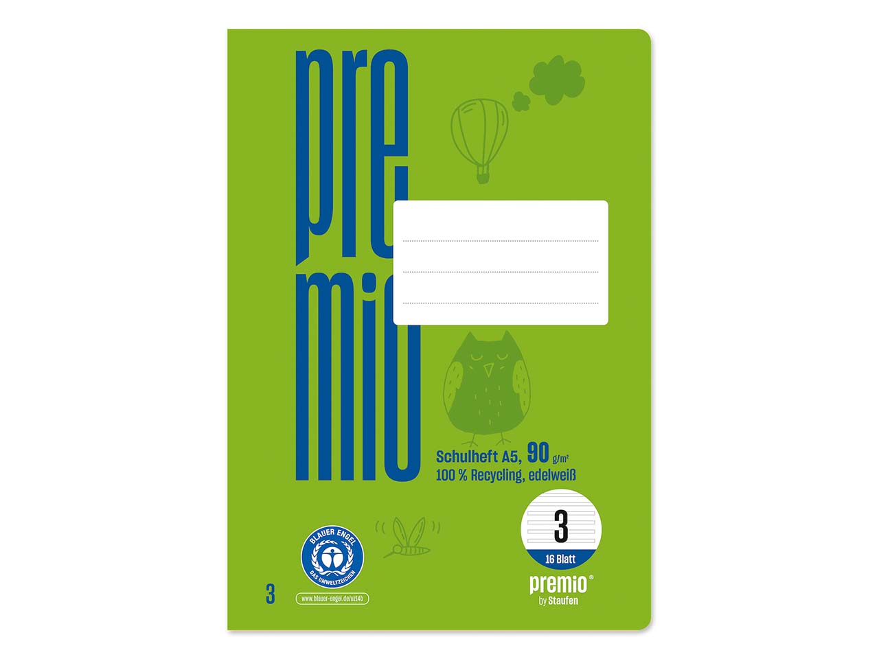 Staufen Schulheft "green" DIN A5, 90 g/m², Lineatur 3