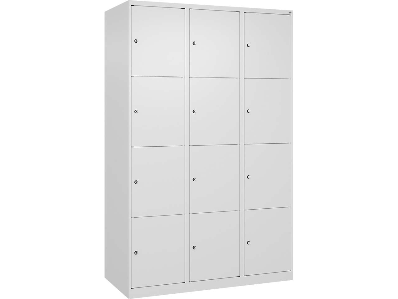 C+P Schließfachschrank Classic PLUS, 12 Fächer, 1850x1200x500mm, Verkehrsweiß/Verkehrsweiß