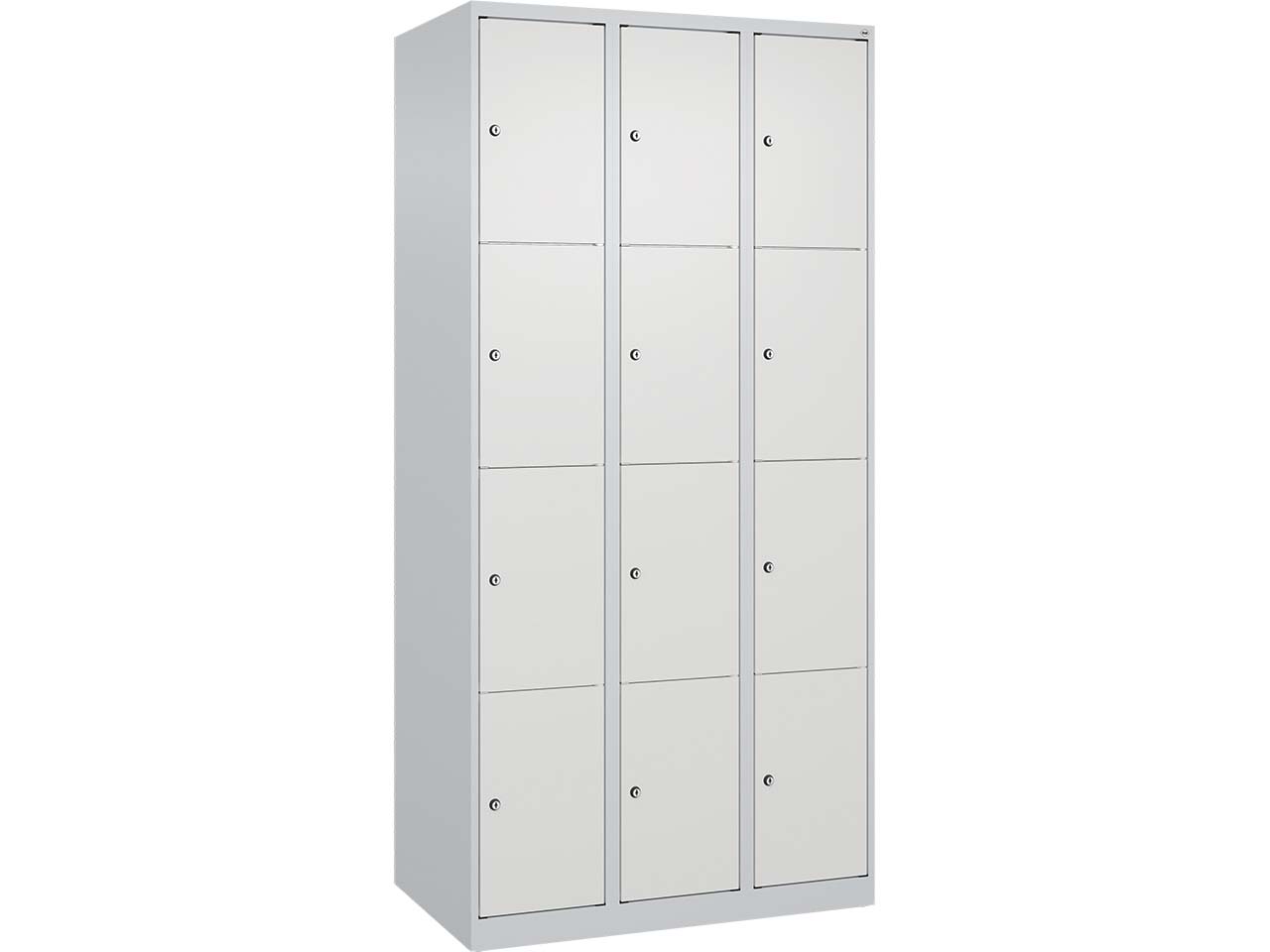 C+P Schließfachschrank Classic PLUS, 12 Fächer, 1850x900x500mm, Lichtgrau/Verkehrsweiß