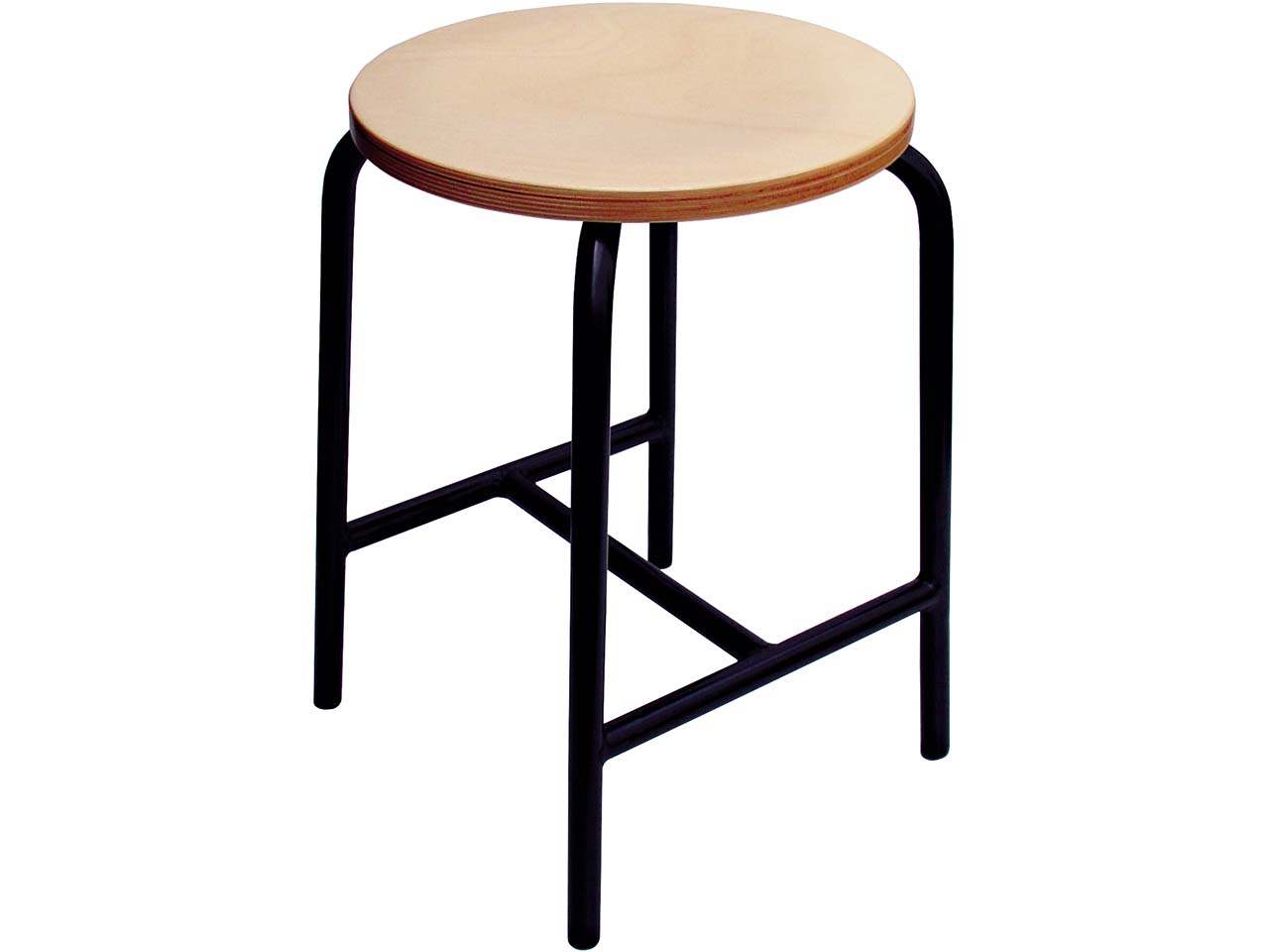 H-Strebe-Hocker mit Buchenholzsitzfläche, Höhe 550 mm