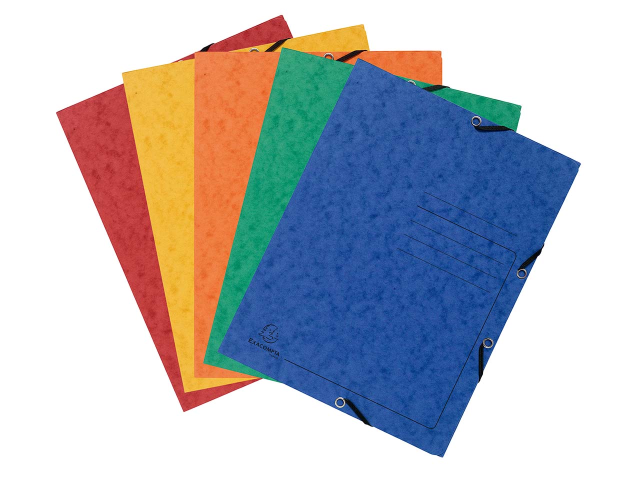 30 Exacompta Sammelmappen, Colorspan-Karton, 355 g/m², DIN A4, Gummizug, 3 Klap., sortiert