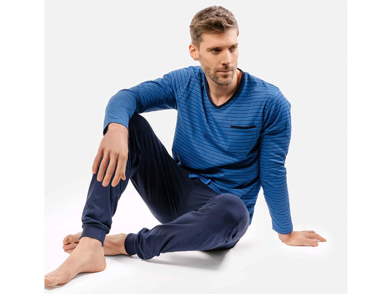 Living Crafts Bio-Herren-Schlafanzug 'Colin', navy/royal blue, Gr. M