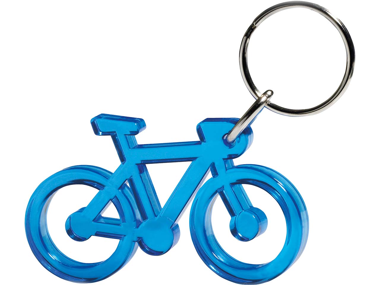 Schlüsselanhänger "Fahrrad" inkl. 1-farbigem Aufdruck, blau transparent
