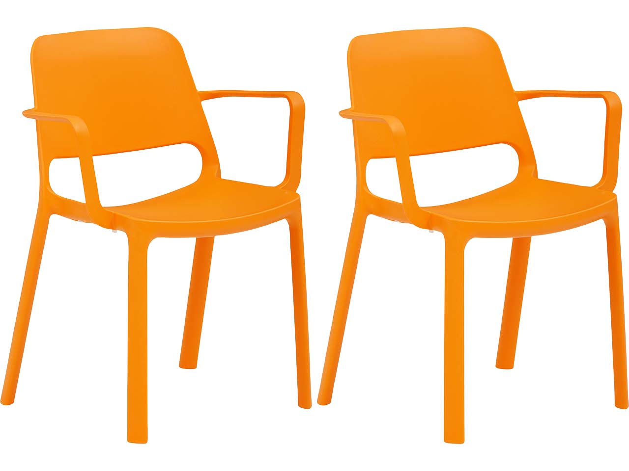 2x Besucherstuhl mit Armlehnen "2051" orange