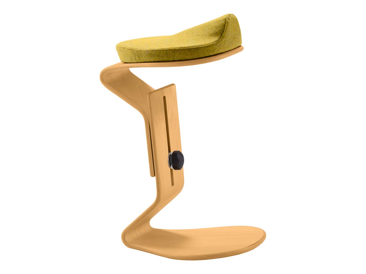 Bewegungshocker "Ercolino" höhenverstellbar mit 3D Sitz, Buche, gelb
