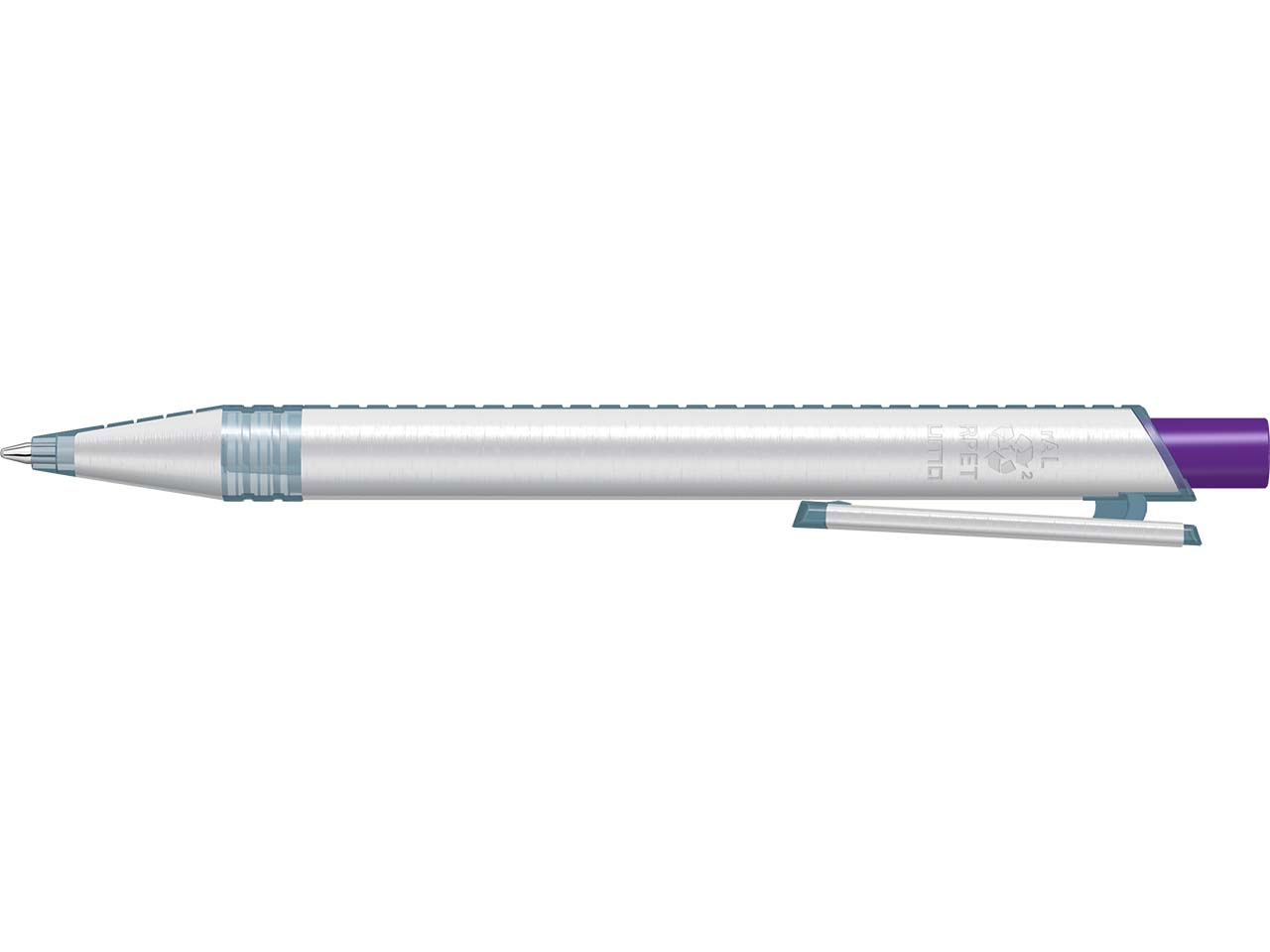 uma Kugelschreiber "recycelt PET PEN ALUMA" mit transparent farbigem Drücker, dunkelviolet