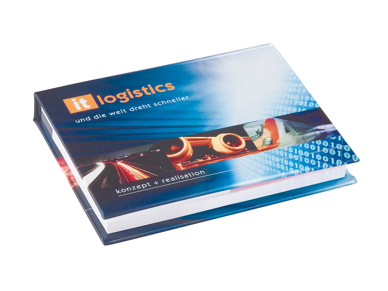 Kombi Set Notes 100x72mm im Umschlag, recy. weiß, Einzelblattdruck inkl. Umschlag