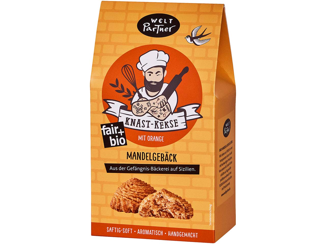 WeltPartner Bio-Mandelgebäck "Knast-Kekse" mit sizilianischen Orangen, glutenfrei, 140 g