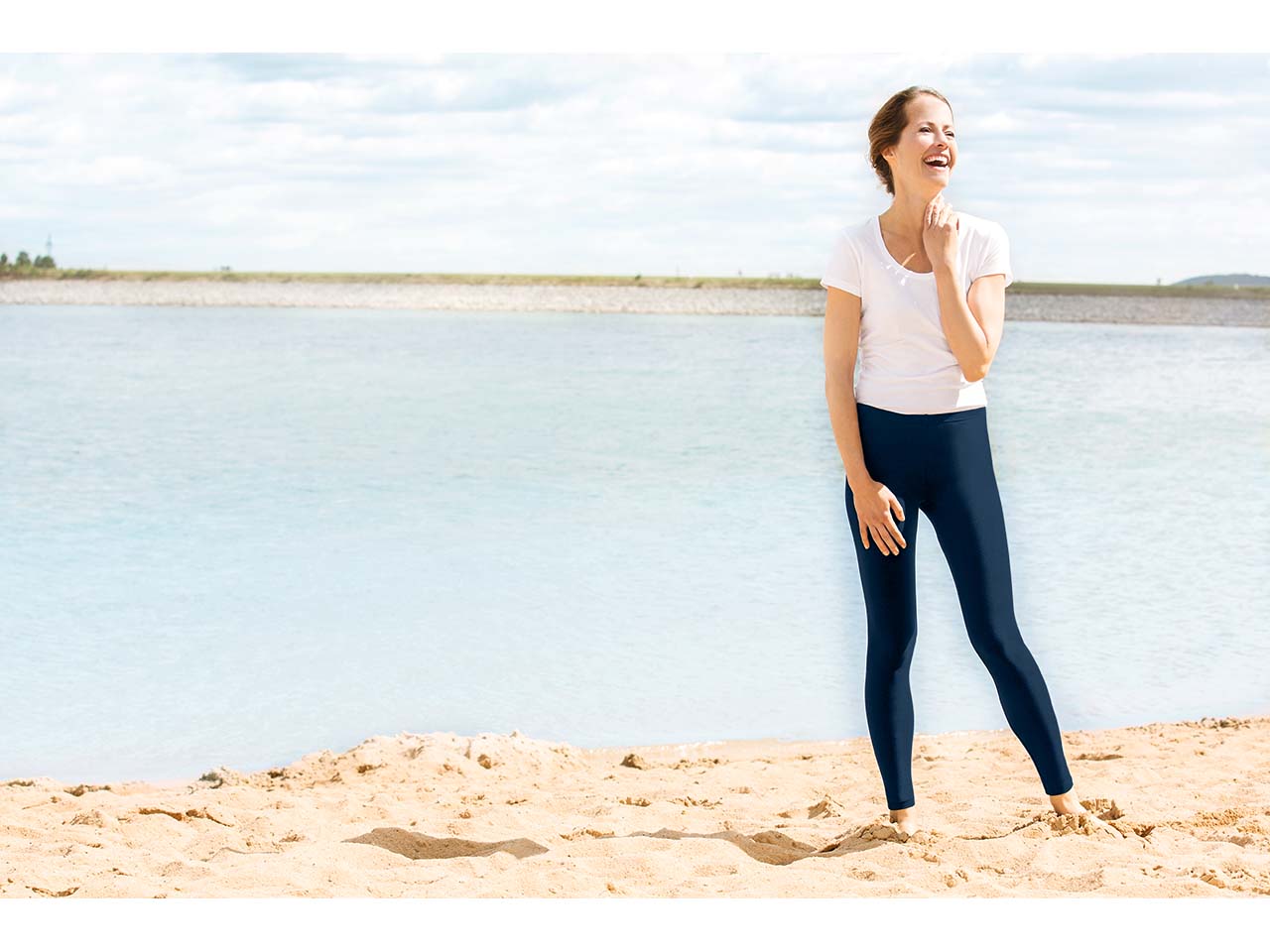 Living Crafts Bio-Damen-Leggings "Annedore" blau, Gr. L