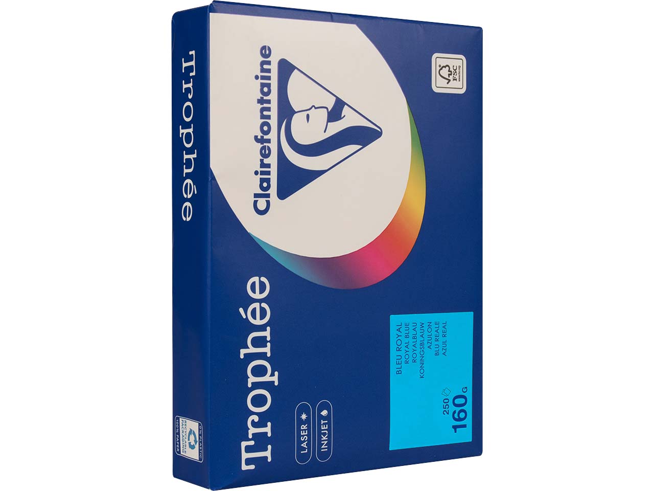 250 Blatt Clairfontaine Farbiges Kopierpapier "Trophee" 160 g/m², DIN A4, royalblau