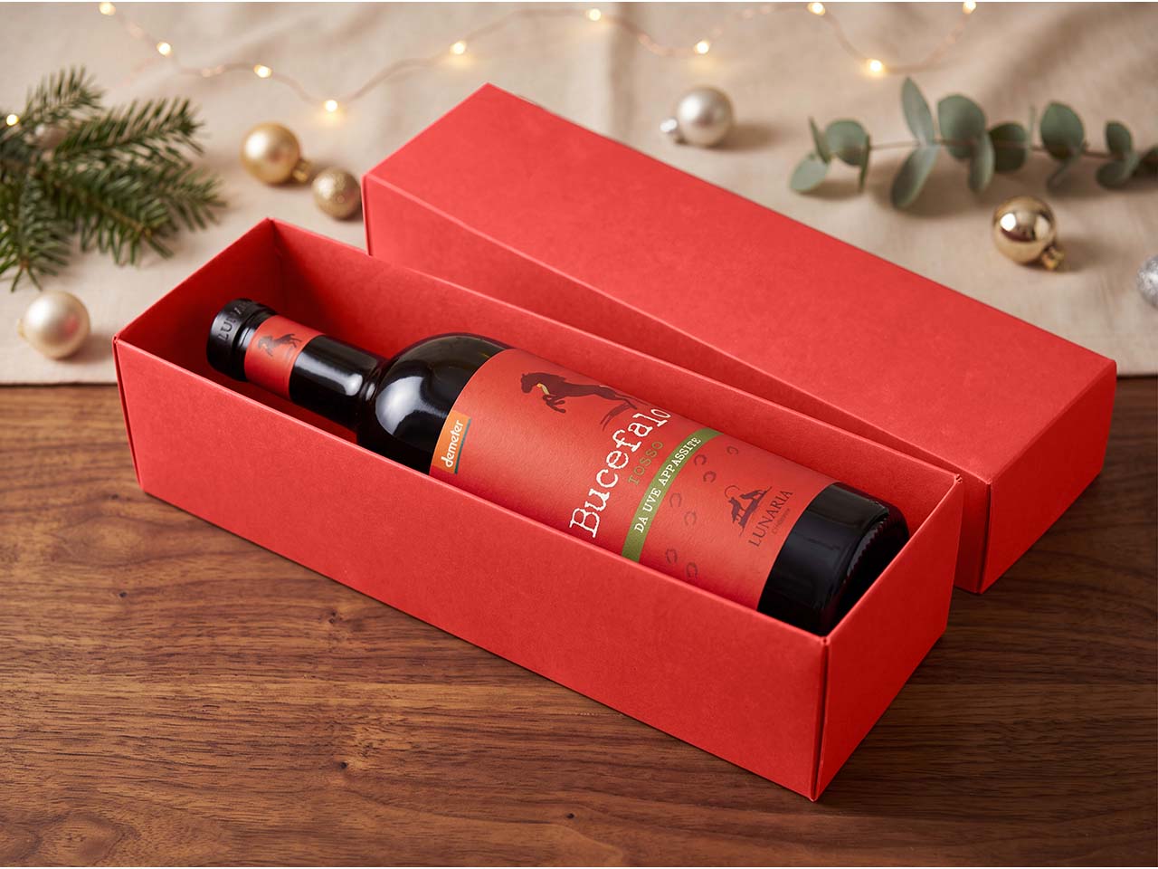 Bio-Rotwein "Bucefalo" Vino da uve appassite 750 ml, in Geschenkverpackung