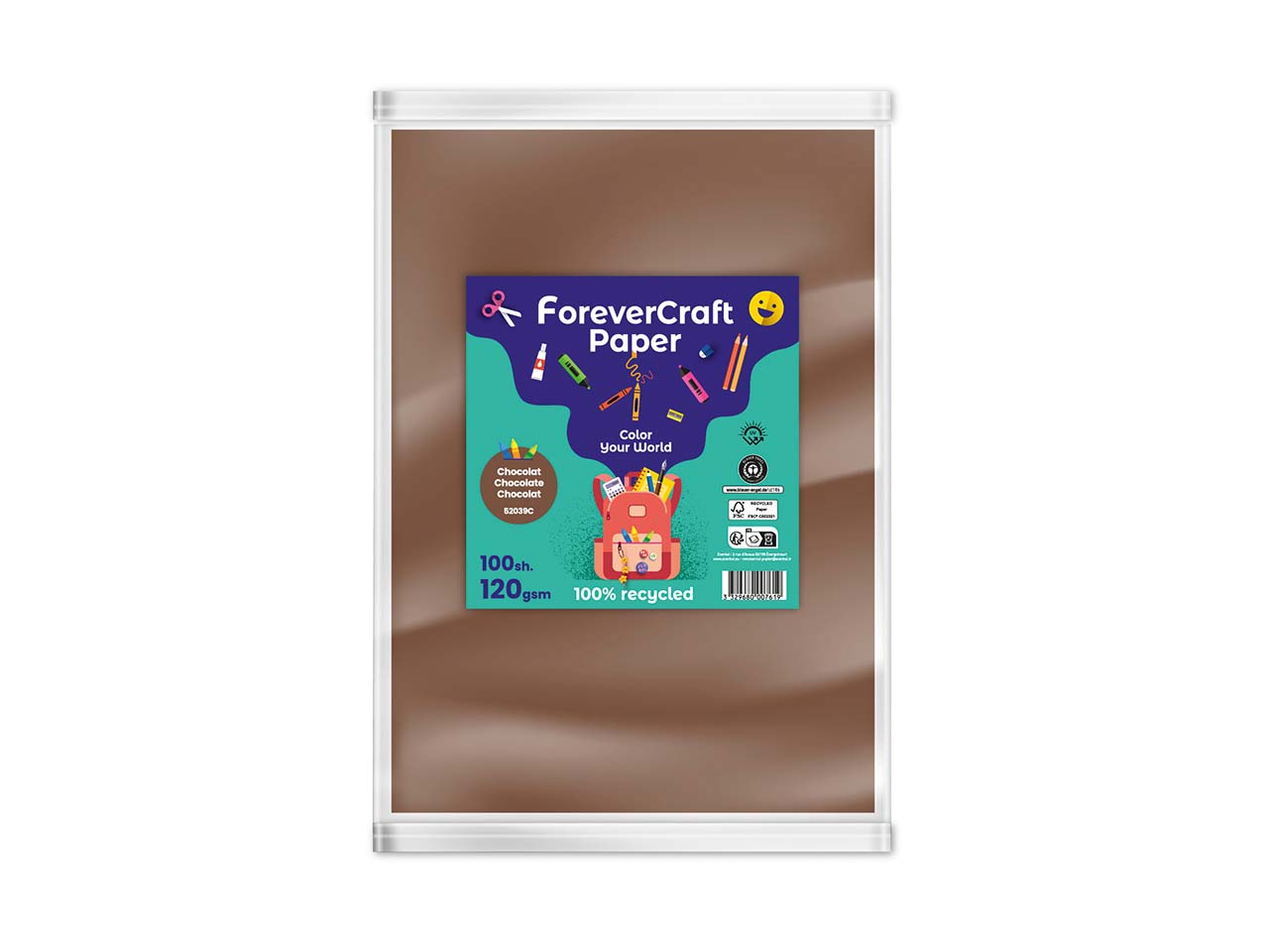 100 Blatt Tonpapier DIN A4 "forever craft paper" 120g/m² schokolade