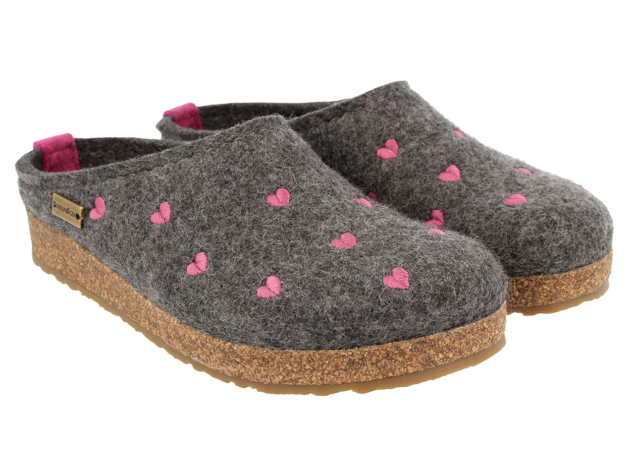 Haflinger Hausschuhe "Grizzly Cuoricino" anthrazit, Gr. 40