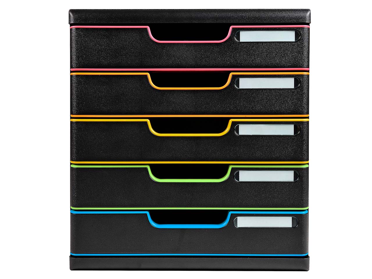 Exacompta Schubladenbox Modulo "Black Office", DIN A4+, 5 Schubladen, schwarz/harlekin