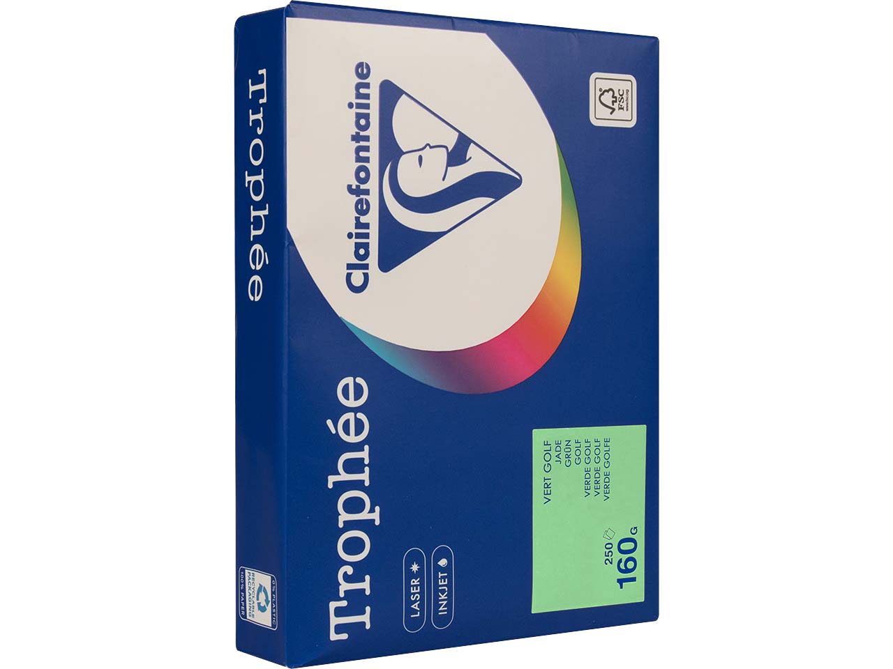 250 Blatt Clairfontaine Farbiges Kopierpapier "Trophee" 160 g/m², DIN A4, grün