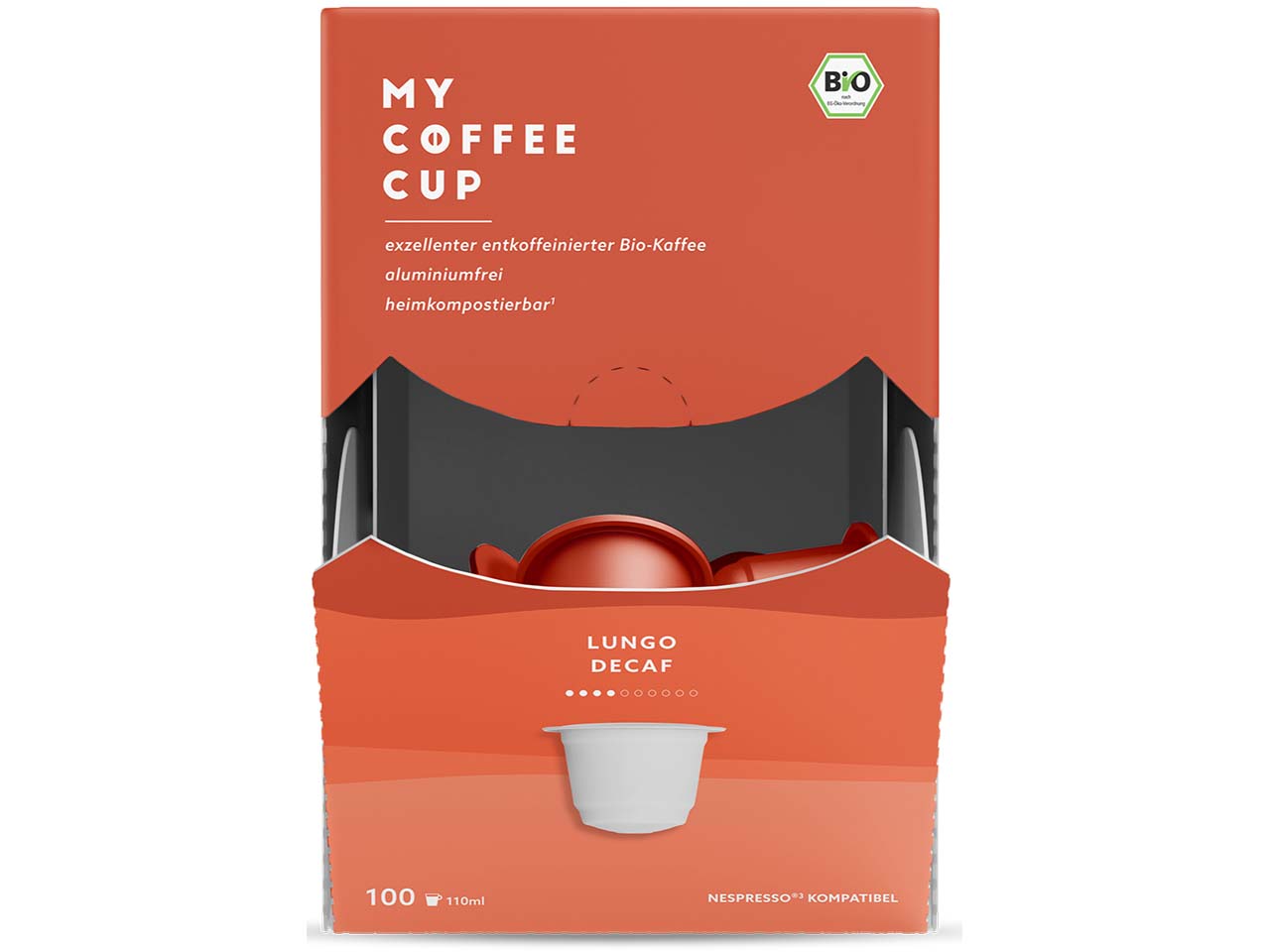 MY COFFEE CUP Bio-Kaffeekapseln "Lungo Decaf" 100 Stk.