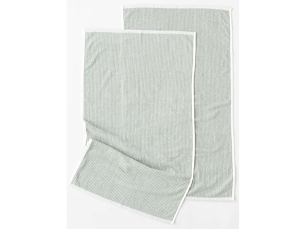 MELA 2er-Pack Bio-Gästehandtuch 'TANVI Stripes' 30x50 cm, aus Frottee, herbal green