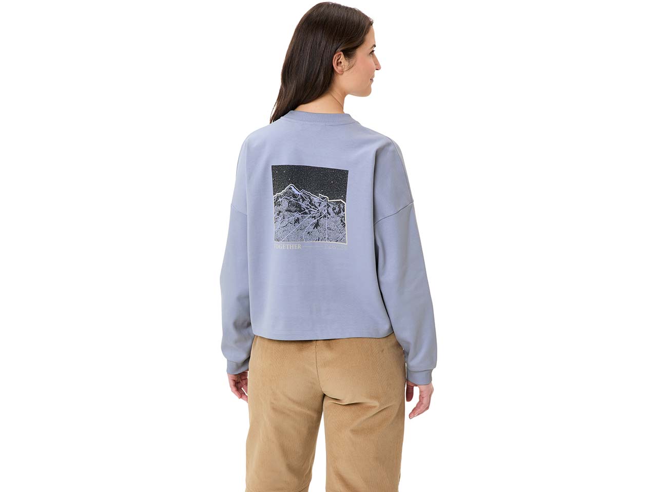 VAUDE Bio-Damen-Langarmshirt 'Najun' mit Rückenprint, dark iris, Gr. 36