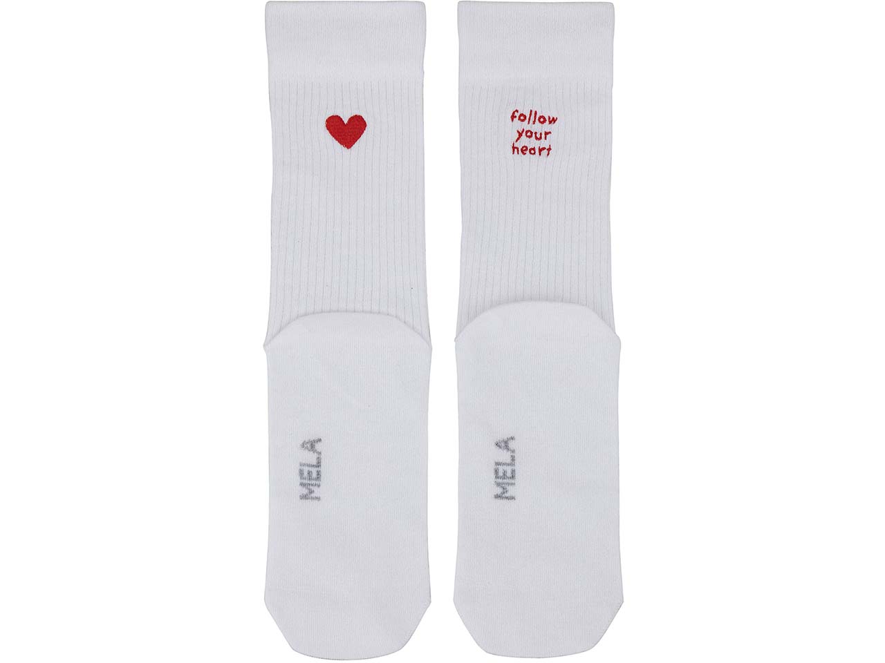 MELA 2er-Pack Bio-Socken "Herz folgen", weiß, Gr. 39/42