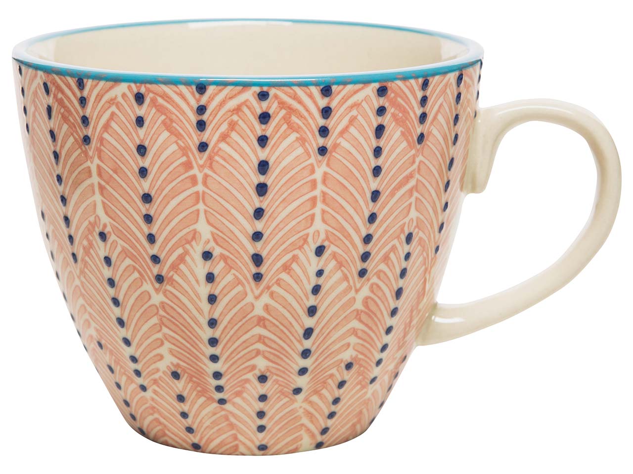 tranquillo Tasse "MIX'N'MATCH" aus Steinzeug mit Muster, 500 ml, rosa