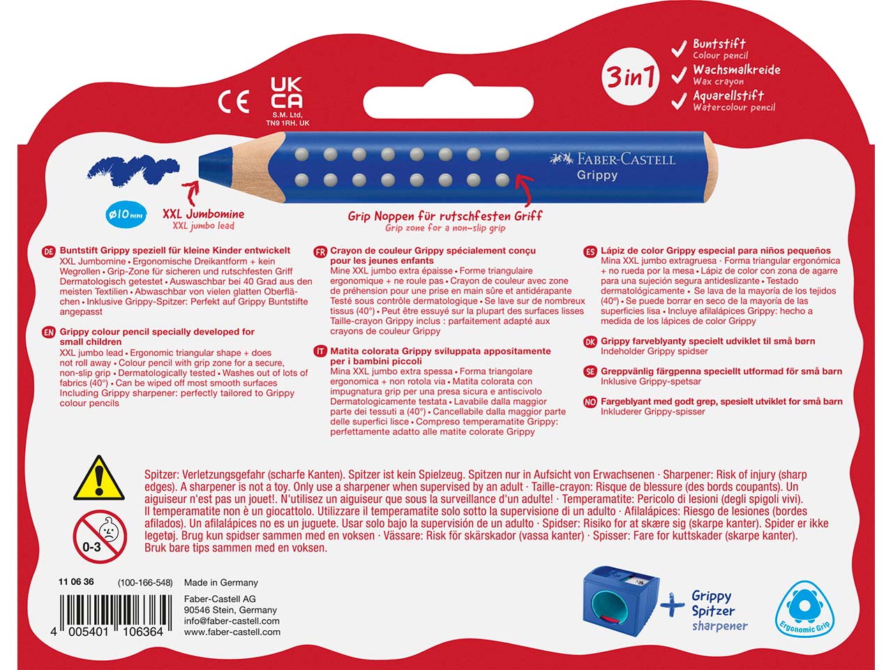 Faber-Castell 10er-Set Buntstifte "Grippy" mit Spitzer