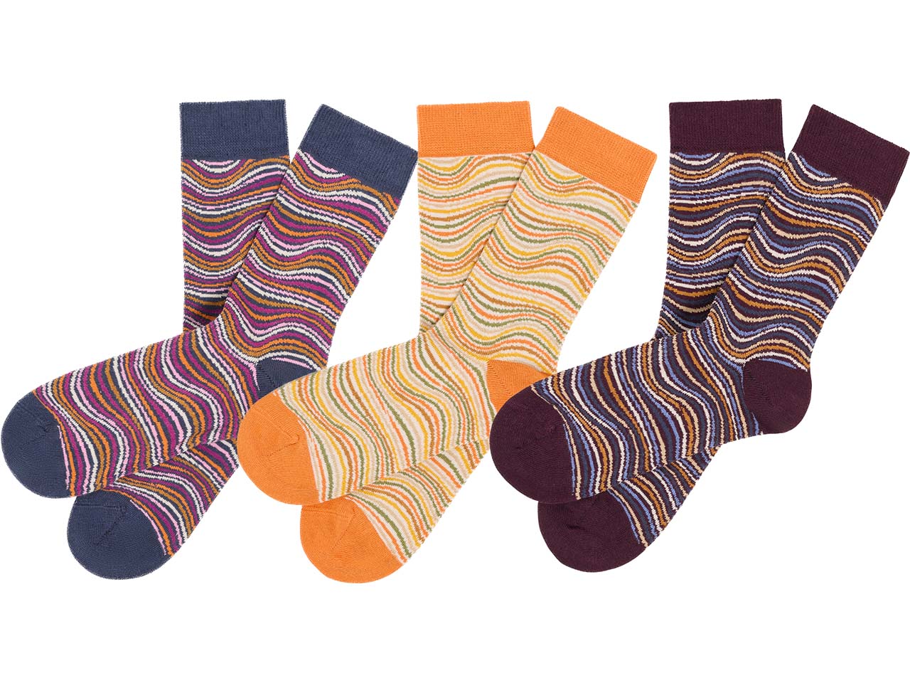 tranquillo 3 Paar Bio-Socken 'Iriaa' mit Wellen-Muster, waves, Gr. 39/42