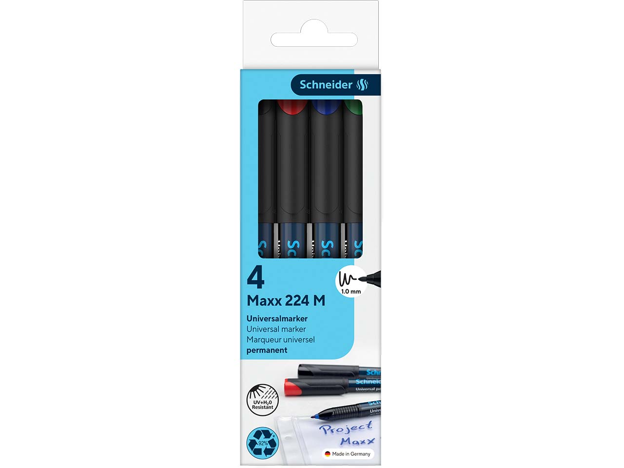 Schneider 4er-Set Universalmarker "Maxx 224 M" 1,0 mm, permanent, farbig sortiert