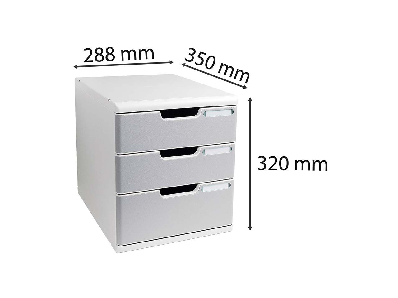 Exacompta Schubladenbox Modulo "Office", DIN A4+, 3 Schubladen geschlossen, steingrau