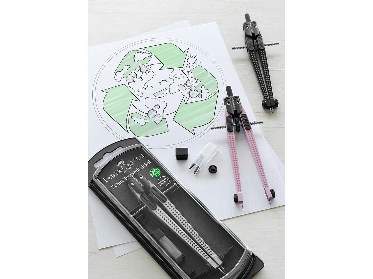 Faber Castell Schnellverstellzirkel 'Grip' silber