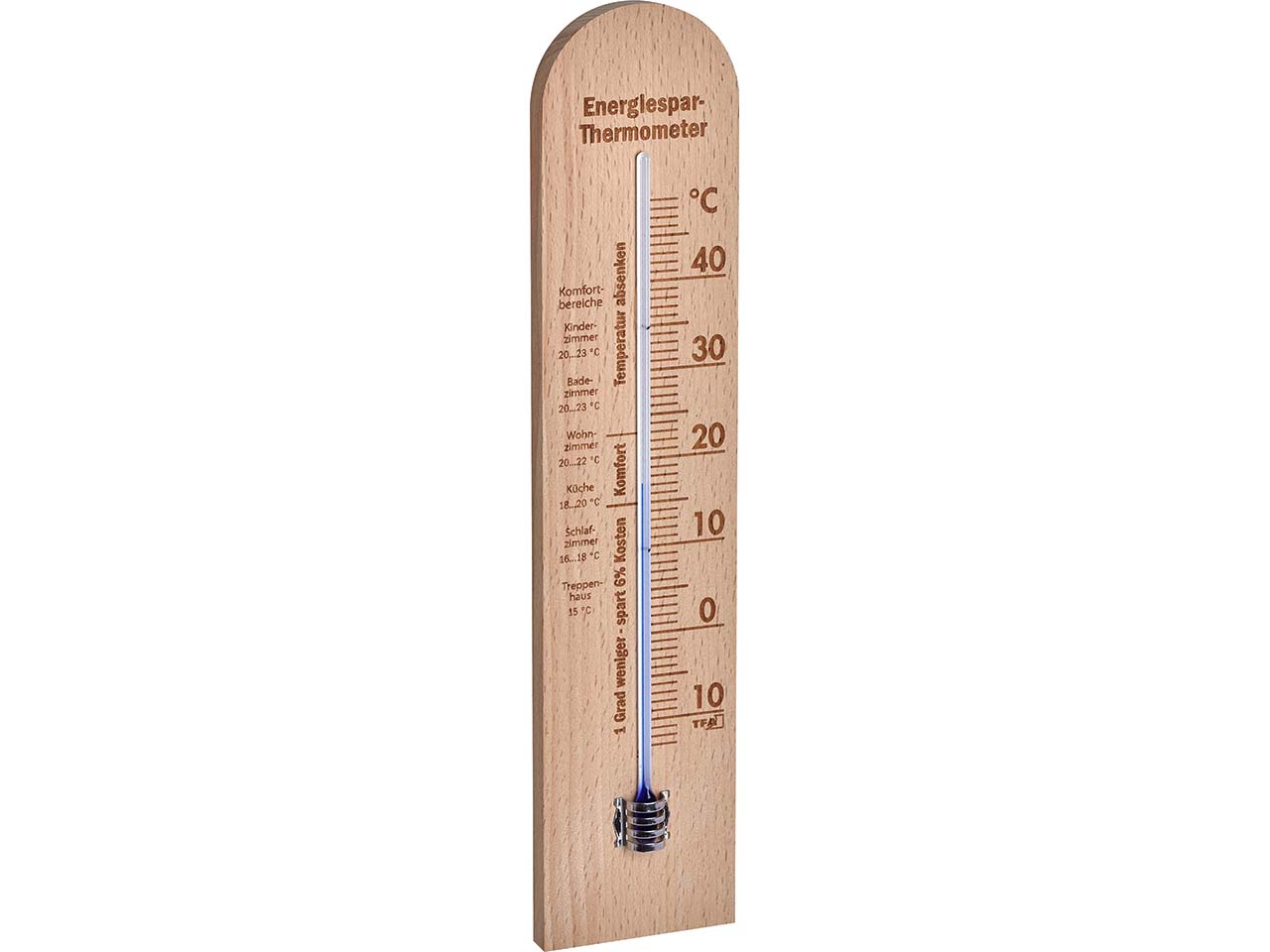 Energiespar-Thermometer für den Innenbereich aus Buchenholz, mit neutraler Skalierung