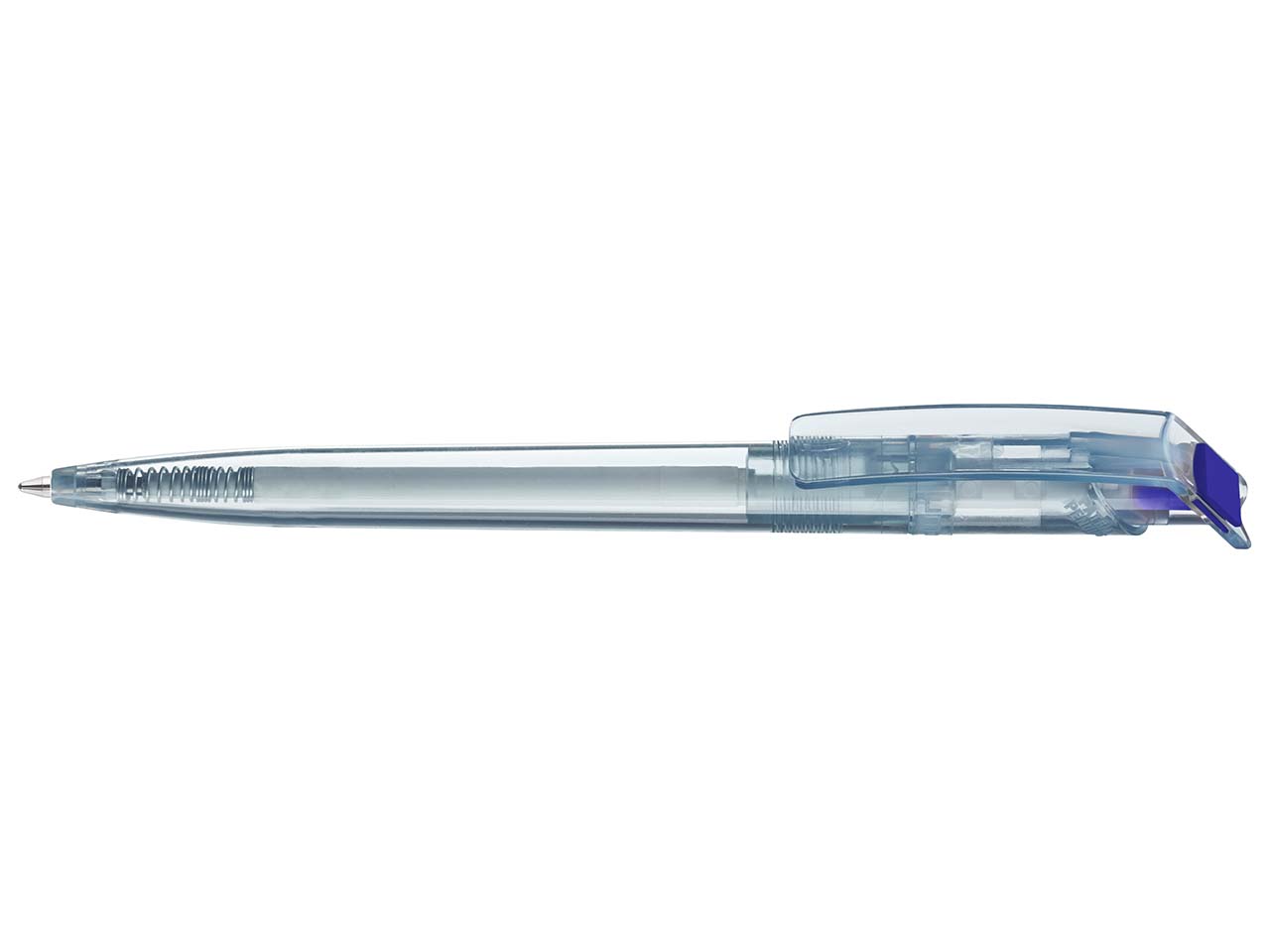 uma Kugelschreiber 'recycled PET-Pen' transparent mit buntem Clip, dunkelblau