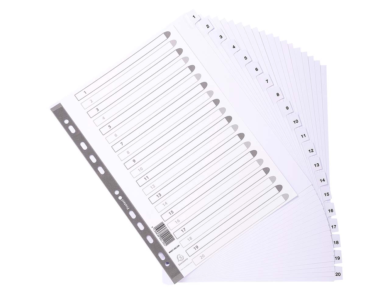 15 Exacompta Register, 20 Taben numerisch, 160 g/m², DIN A4 Maxi, weiß