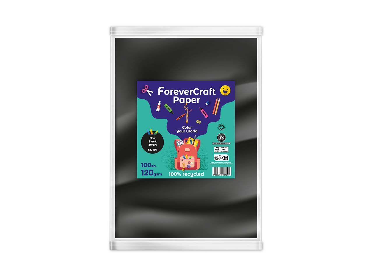 100 Blatt Tonpapier DIN A4 "forever craft paper" 120g/m² schwarz