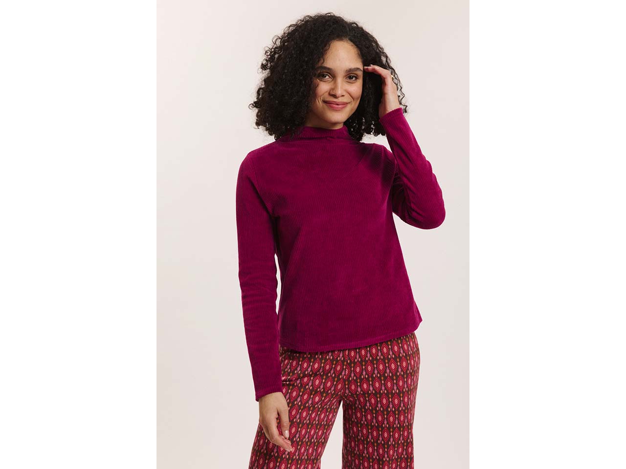 tranquillo Bio-Damen-Sweatshirt 'Selinaa' aus Nicky Velours, raspberry, Gr. S