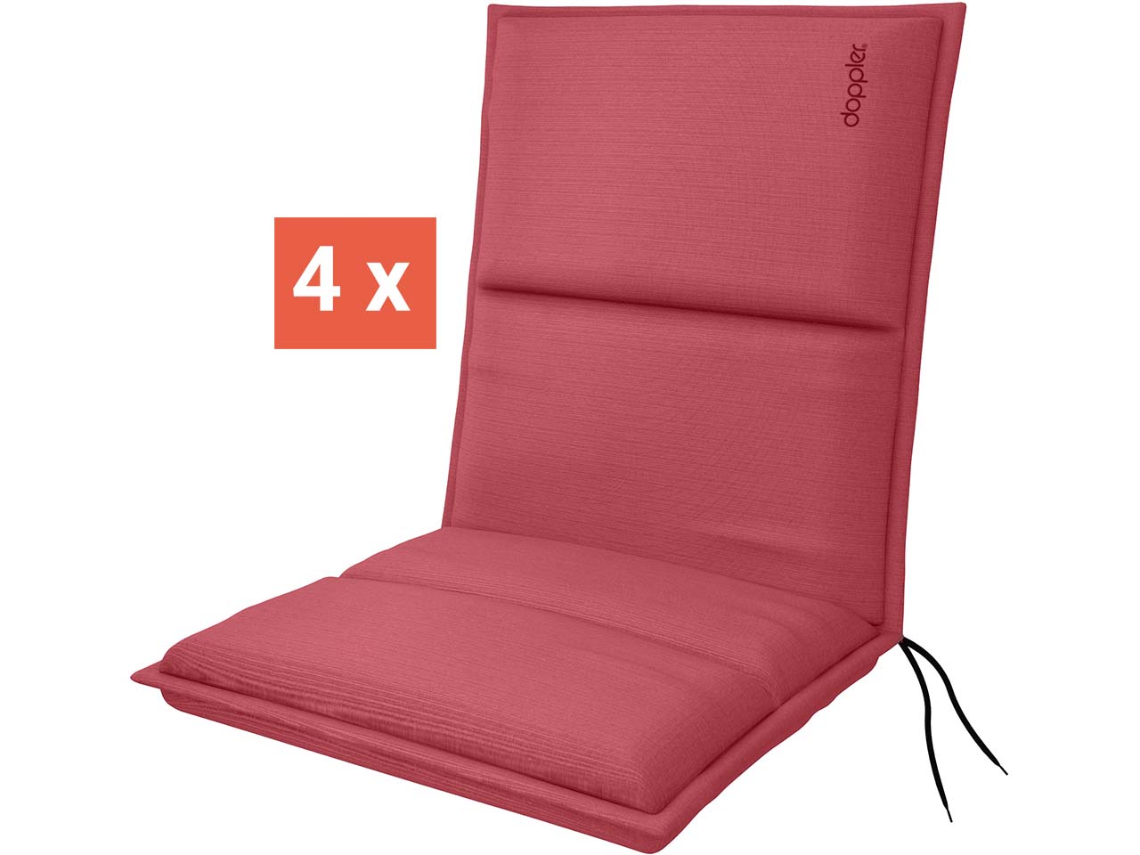 doppler Auflage "CITY" für Niederlehner, 4er-Pack, 100x48x6 cm, Polyester, himbeer