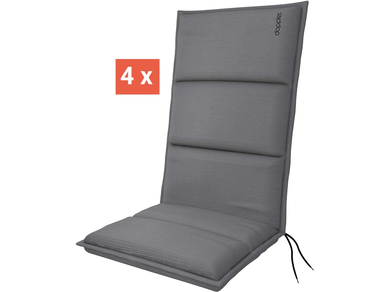 doppler Auflage "CITY" für Hochlehner, 4er-Pack, 119x48x6 cm, Polyester, dunkelgrau