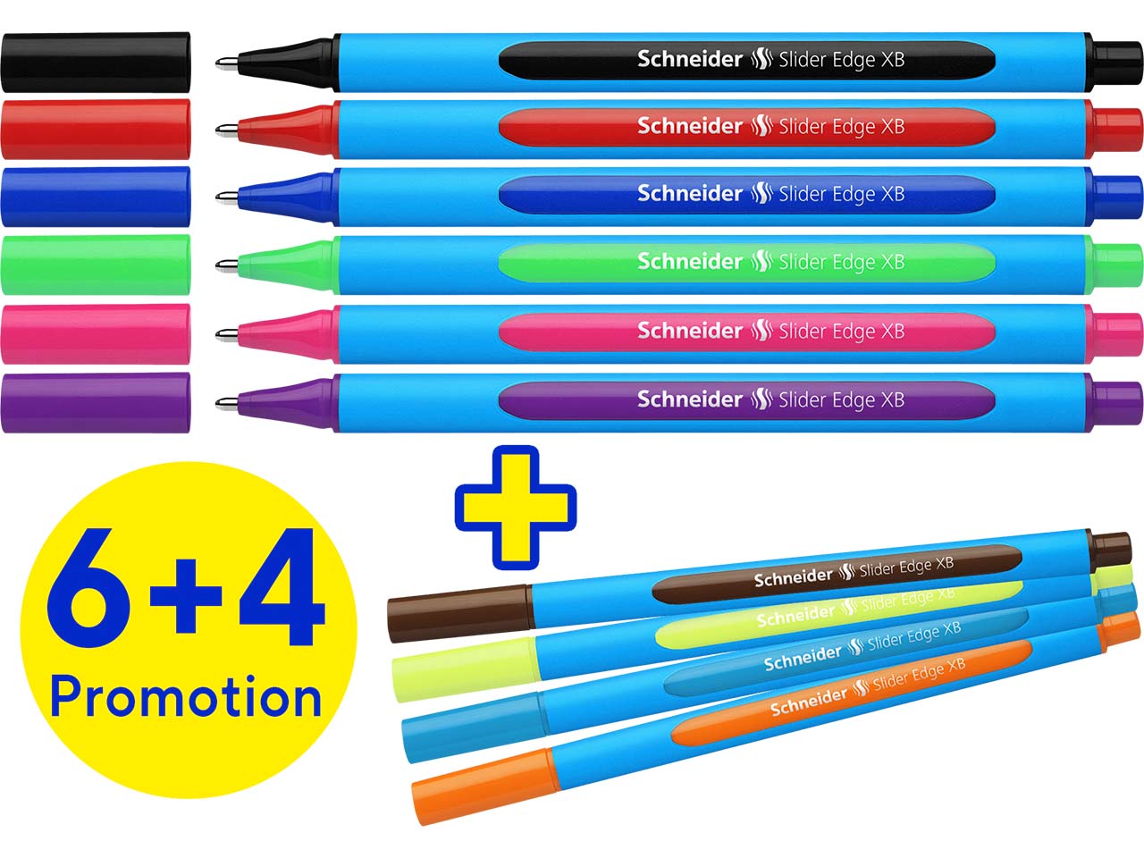 Schneider 10er-Pack Kugelschreiber "Slider Edge XB" 6+4 Gratis, sortiert