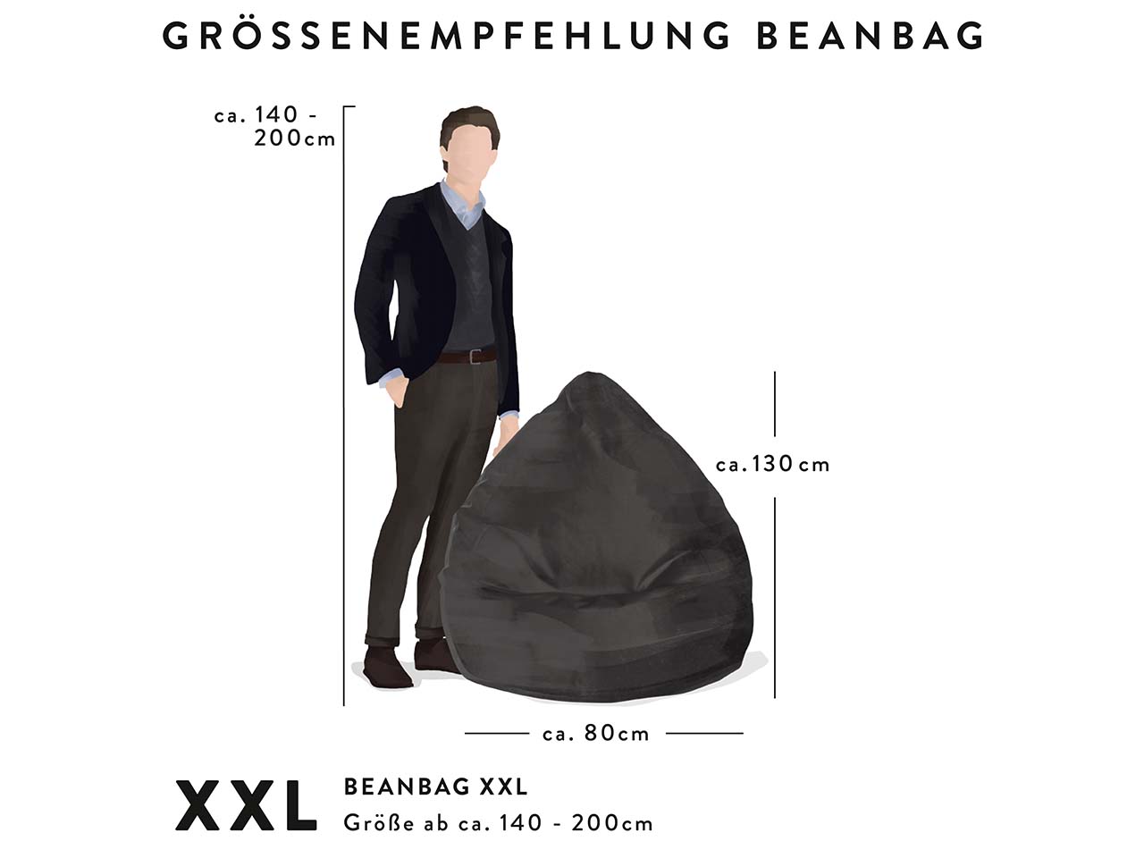 Sitzsack "easy XXL", 80 x 130 cm, dunkelblau