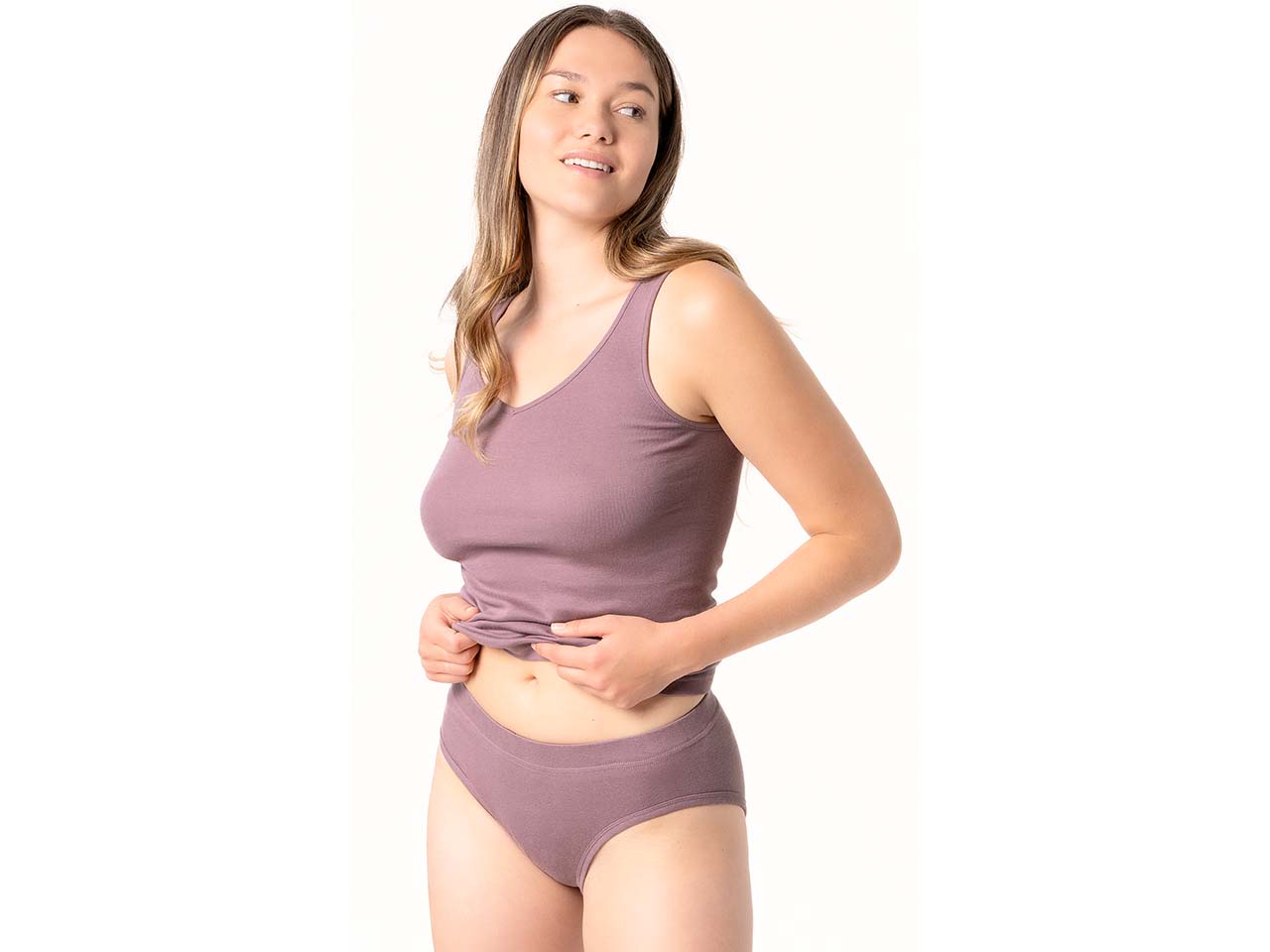 Living Crafts Bio-Damen-Taillen-Slip "JADE" ohne Seitennähte, mauve, Gr. 40/42
