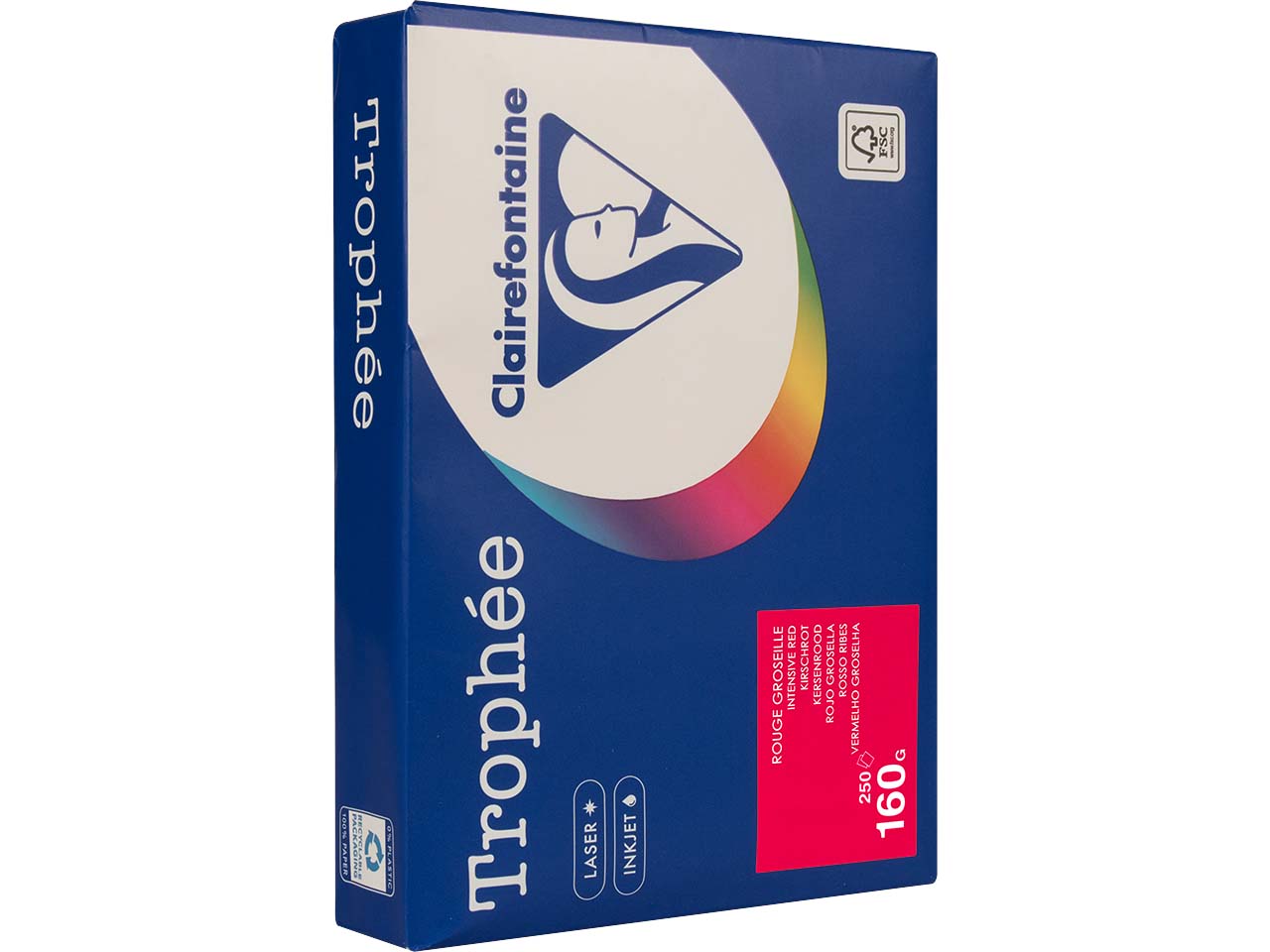 250 Blatt Clairfontaine Farbiges Kopierpapier "Trophee" 160 g/m², DIN A4, kirschrot
