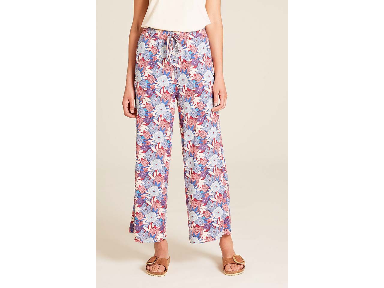 tranquillo Damen-Hose mit Bindebändern, blue bloom, Gr. L