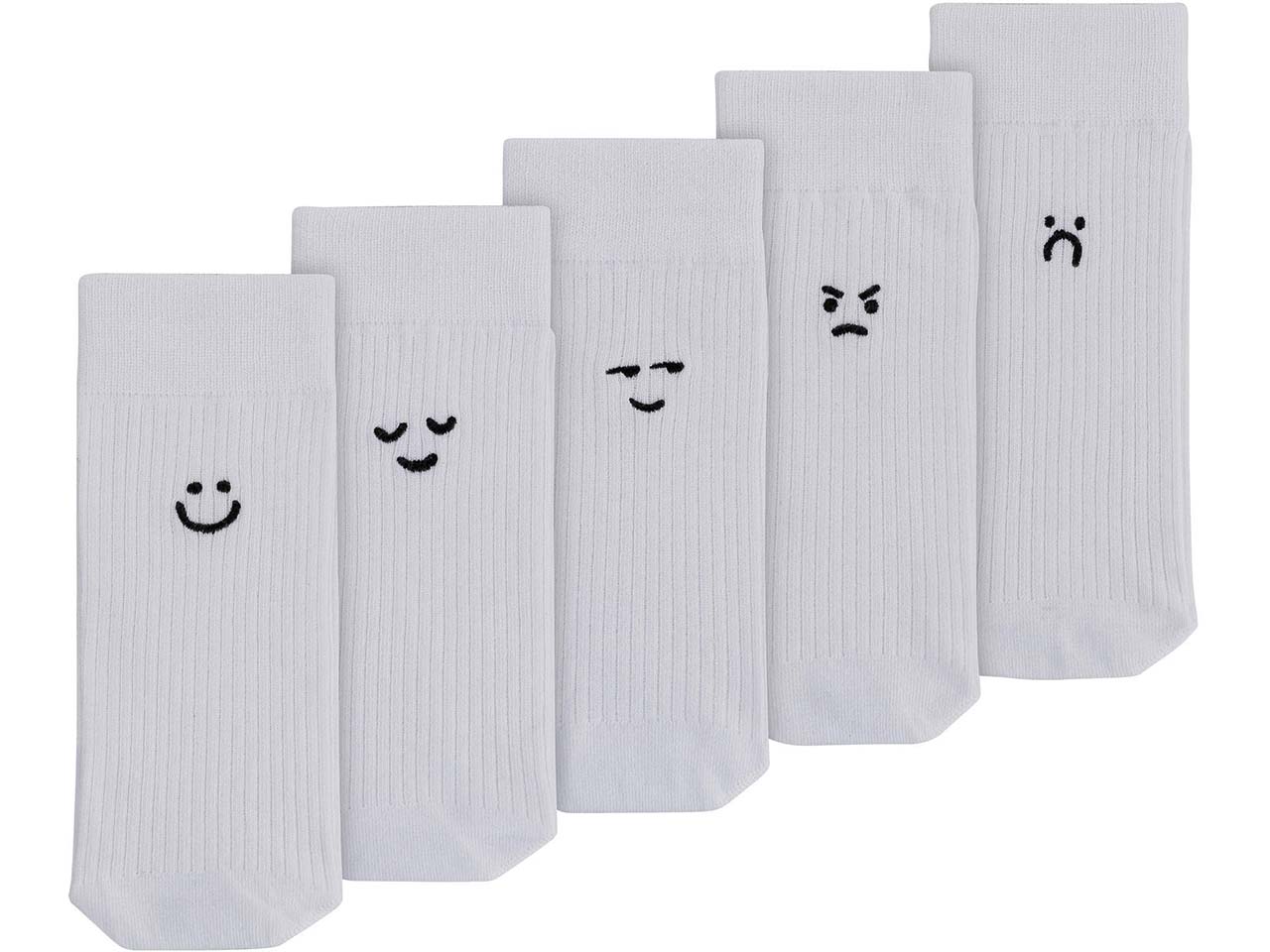 MELA Bio-Socken-Box 'Smiley Mood' 5er-Set weiß, Gr. 39/42