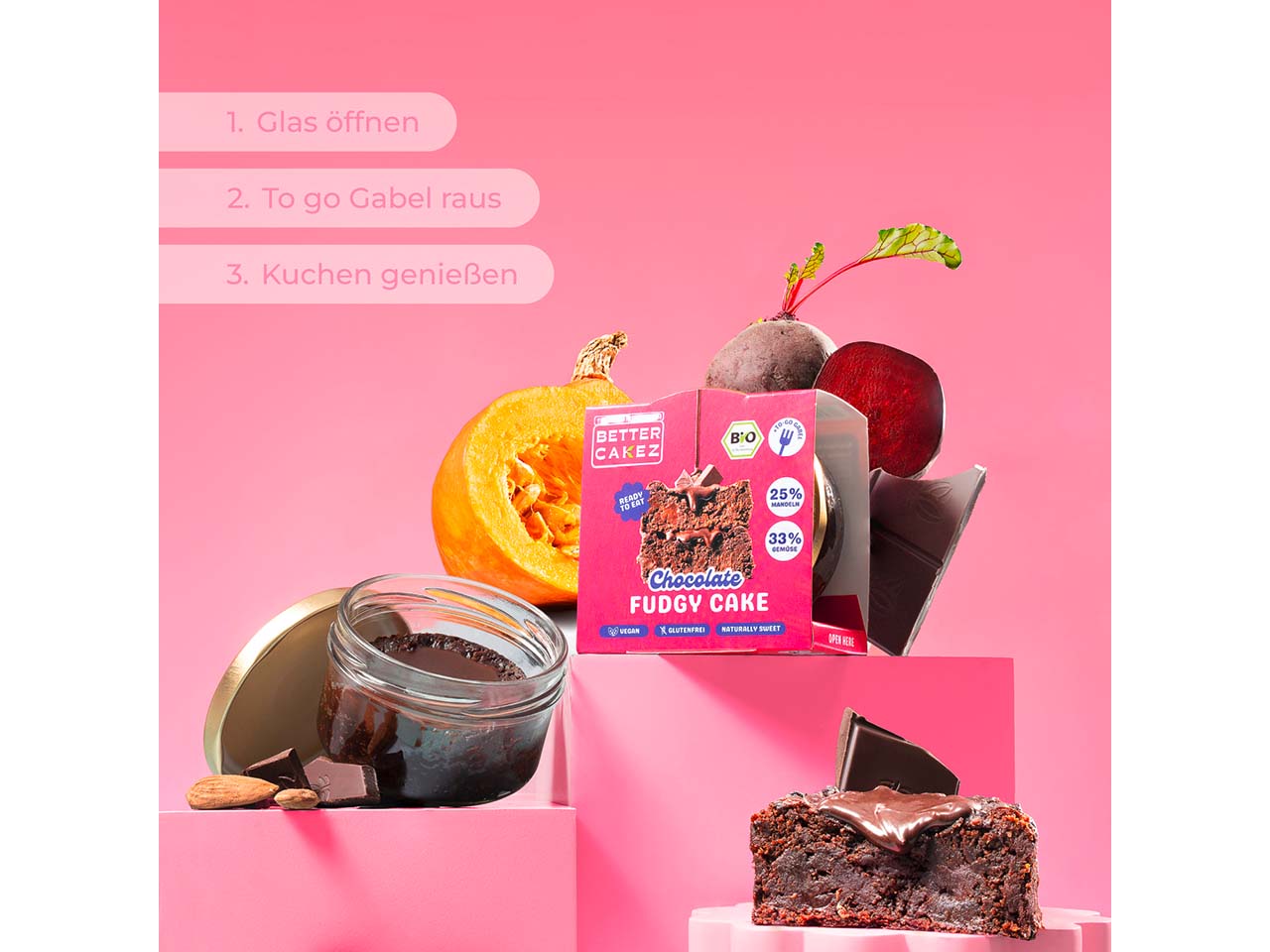 Better Cakez Bio-Kuchen "Chocolate Fudgy Cake" vegan, im Snack-Glas